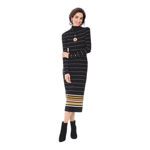NWT Chico’s Black Label Stripe Multi Knit Sweater Dress